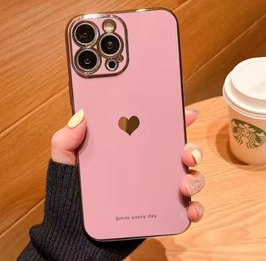 iPhone Case Soft Love Heart Electroplated Case For iPhone 11 12 13 14 15 Pro Max XS Max X XR 7 8 Plus SE 2020 Mini Shockproof Silicone Cover