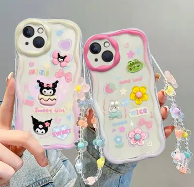 iPhone Case Lovely 3D Kuromi Rabbit Chain Phone Case For iPhone 14 13 12 11 Pro Max X XR XS 8 7 6 6S Plus SE 2020 Soft Silicone Back Cover