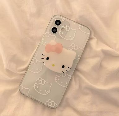 iPhone Case Sanrio Hello Kitty With 3D Stand Case For iPhone 15 14 13 11 12 Pro Max Mini XR XS MAX 7 8 Plus Shockproof Y2K Girl Back Cover