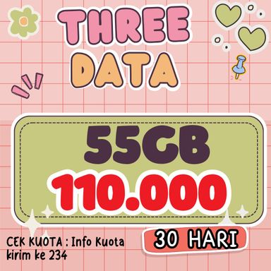 Paket Three data 55GB 30HR