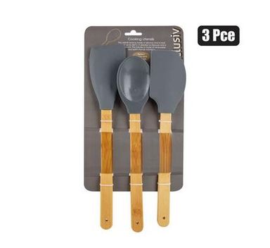 KITCHEN-TOOL-SET 3 PIECE WITH SILICONE AND WOOD