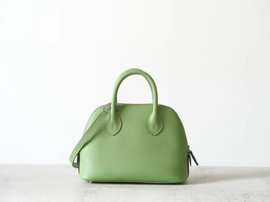 Partisan Hand-Crafted Mini EV Leather Bowler Bag (Avocado Green)