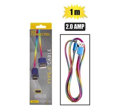 USB CABLE TYPE C 2.0 AMP RAINBOW 1meter 