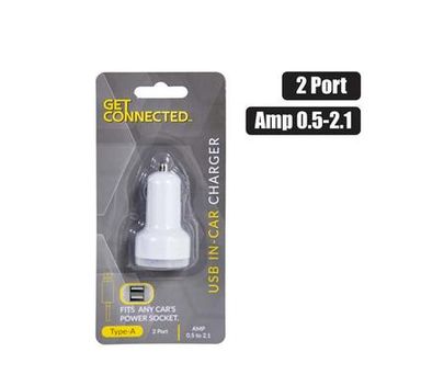 USB IN-CAR CHARGER 2 PORT 2.1A