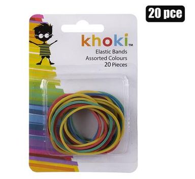  STATIONERY ELASTIC BANDS ASSTD COL 20 PIECES