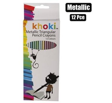 PENCIL CRAYON TRIANGLE METALLIC 12 PIECES