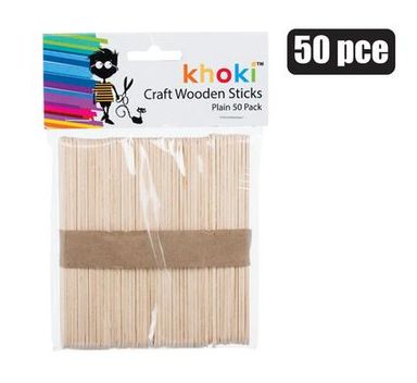 WOODEN LOLLY STICKS PLAIN 50 PIECES