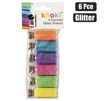 GLITTER SHAKERS IN GLASS (6 PIECES)