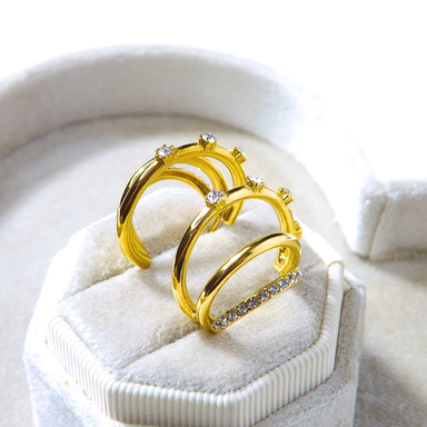 TRIO LOOP 18k gold plated earrings/rhodium plated