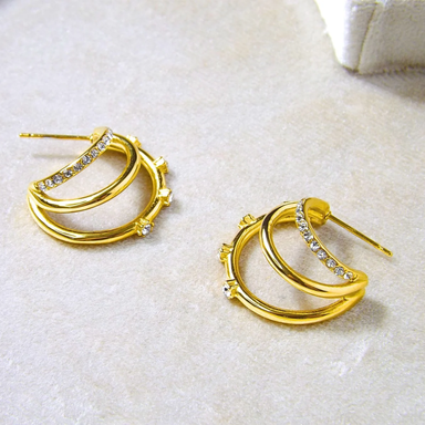 TRIO LOOP 18k gold plated earrings/rhodium plated