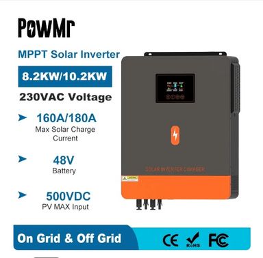 PowMr 10.2KW 48v 180Amp MPPT Wifi Pure Sine Hybrid Solar Inverter – High-performance and Reliable Solution for Solar Systems