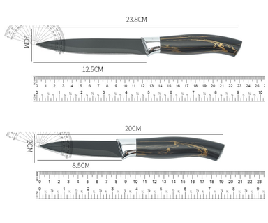 5-Piece Marble Design Knife Set with Storage 