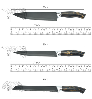 5-Piece Marble Design Knife Set with Storage 