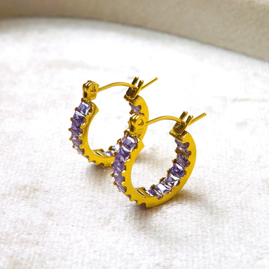 PHASE CRYSTAL LOOP (LAVENDER) 18k gold plated earrings 