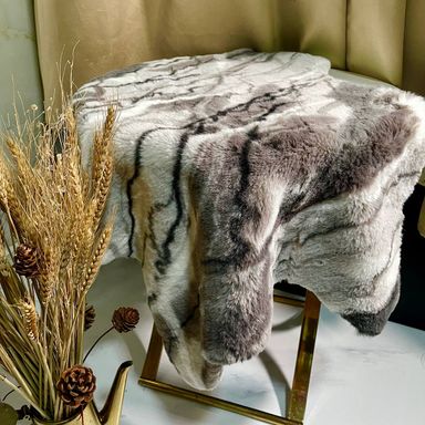 R111 Marble Design Faux Rabbit Fur Rug 60cm x 90cm