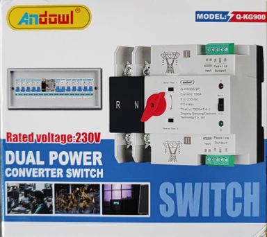 Andowl Q-KG900 Din Rail 100Amp 2 Pole AC220v Automatic Changeover Switch