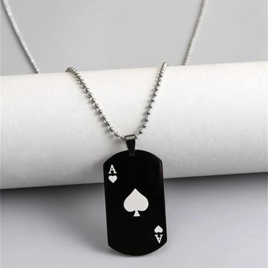 Collier Plaque Noire As de Pique