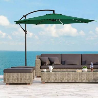 Cantilever parasol/Patio Umbrella 10ft/3mtrs with Crankshaft adjusting shaft with Base