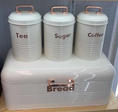 Alloy Bread Bin with Three Canister Set