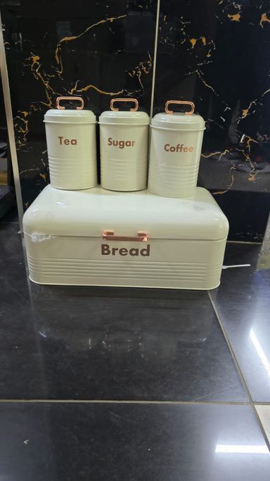 Alloy Bread Bin with Three Canister Set