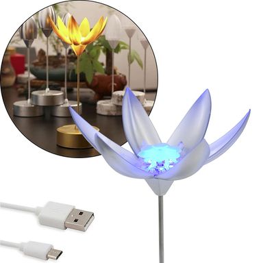 Lotus Flower Lamp with Music, Touch Open and Close, USB Rechargeable 