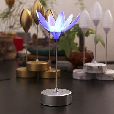 Lotus Flower Lamp with Music, Touch Open and Close, USB Rechargeable 