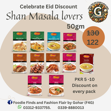 Shaan Masala Pack. Single price is 130, pack of 6(Rs. 122 EACH)