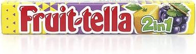 Fruit-tella 2in1 Lemon & Grape Chews - gelatin free  artificial colorings free  alcohol free (9 Pieces)