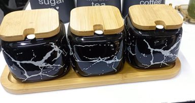 3pcs Canisters With A Bamboo Base Stand