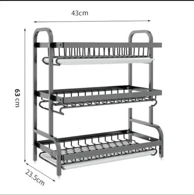 Carbon Steel Dish Rack with Cutlery Holder & Chop Board Holder