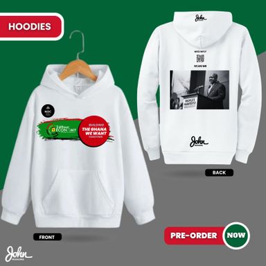 White Hoodie with Green Banner