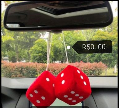 Red Cubic Dice Decor Rear view mirror