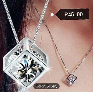  Shiny 3D Hollow Cube Pendant Necklace