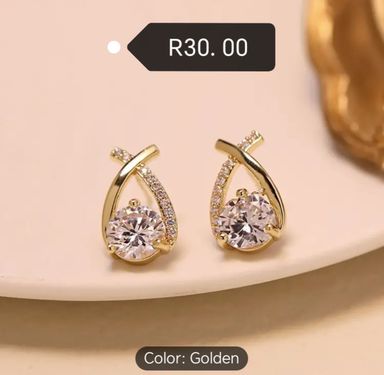 Shiny 1 Rhinestone (gold plated) Earrings