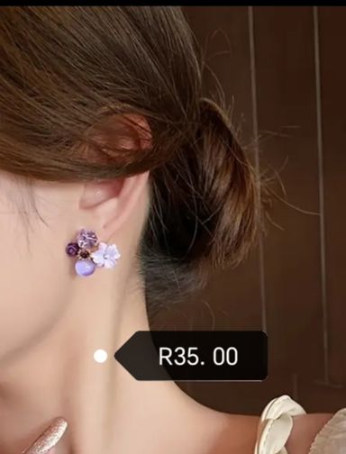 Elegant Purple Crystal Flower Stud Earrings - Fashionable Alloy With Imitation Zircon 