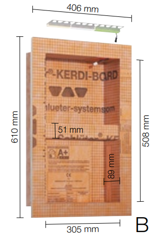 Kerdi Board NLT Niche set with LED lighting (NO BLUETOOTH CONTROLS INCLUDED)