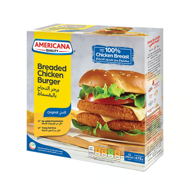 Americana Frozen Original Chicken Burger (12 Pieces) - trans fat free  artificial colors free  artificial flavors free