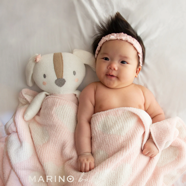 Pink Hearts Chenille Baby Blanket