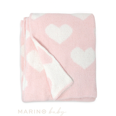 Pink Hearts Chenille Baby Blanket