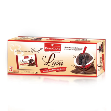 EuroCake Lova Rich Brownie Cake Filled with Creamy Chocolate (3 Pieces)