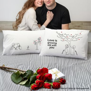 Love is Growing Couple Pillow Cases