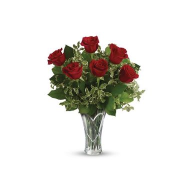 12 Red roses in a vase