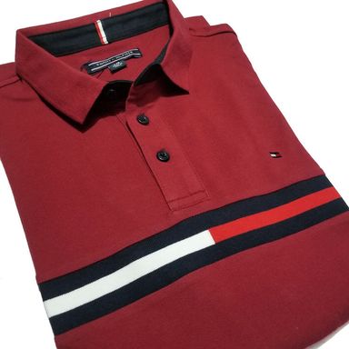 Longsleeve THF designer polo for men | Wine