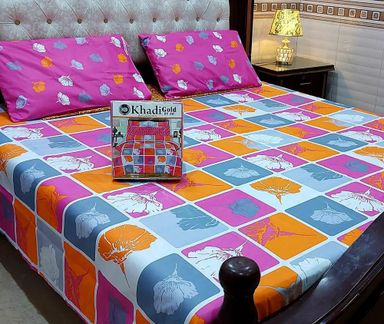 3 pcs crystal cotton double bedsheets 