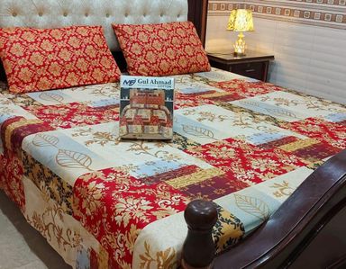 3 pcs crystal cotton double bedsheets 