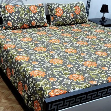 3 pcs crystal cotton double bedsheets 