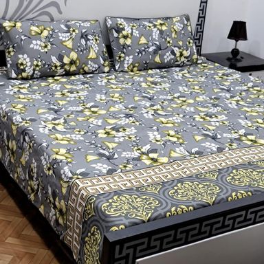 3 pcs crystal cotton double bedsheets 