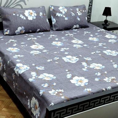 3 pcs crystal cotton double bedsheets 