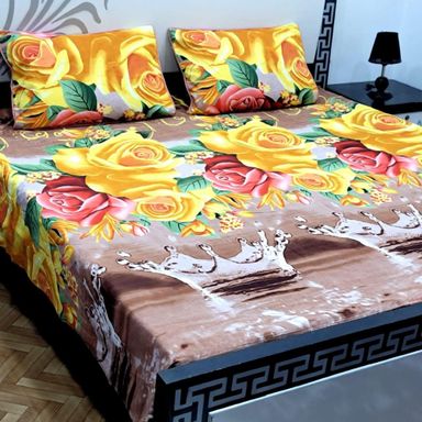 3 pcs crystal cotton double bedsheets 