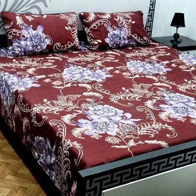 3 pcs crystal cotton double bedsheets 